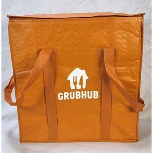 Grubhub Insulated Delivery Bag Large Orange Hot Cold Food Carrier Tote Pizza Bag